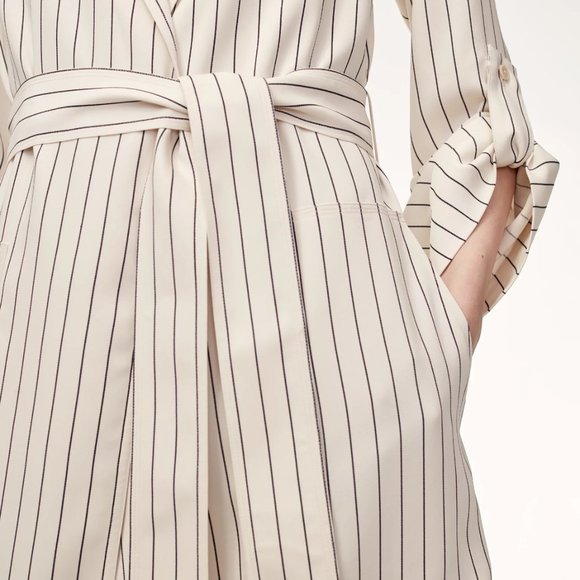 BRAND NEW Aritzia Babaton White Striped Kahlo Trench Jacket [Size XXS] - Picture 7 of 10